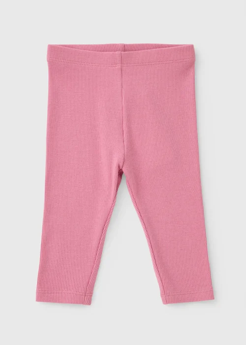 Baby Pink Ribbed Leggings (Newborn - 23mths) - Up to 1 Month Image 1