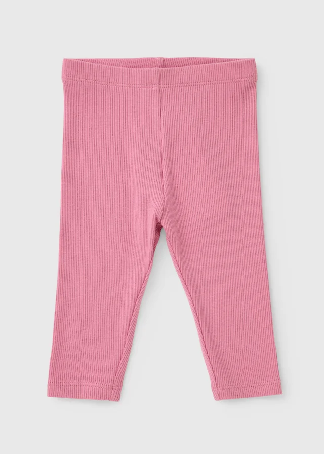 Baby Pink Ribbed Leggings (Newborn - 23mths)