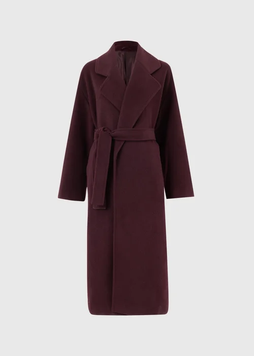 Burgundy Longline Wrap Coat - S Image 5