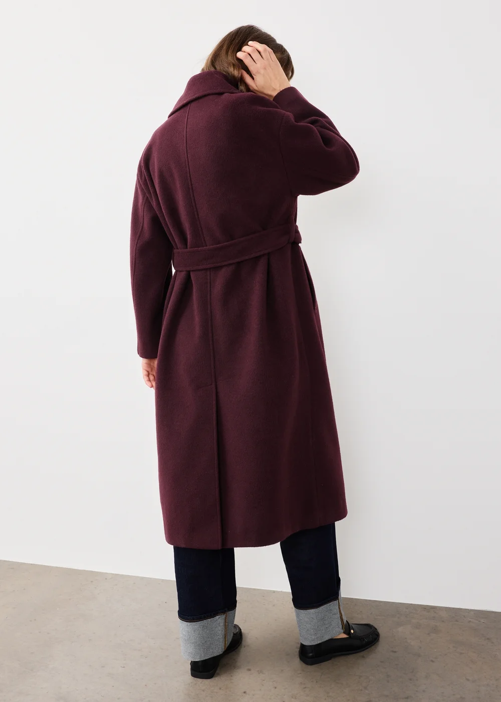 Burgundy Longline Wrap Coat - S Image 3