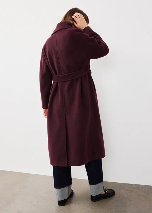 Burgundy Longline Wrap Coat - S Image 3