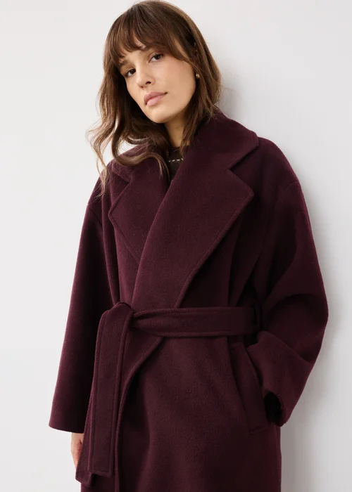 Burgundy Longline Wrap Coat - S Image 4