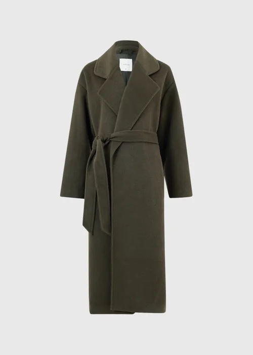Olive Belted Longline Coat - S Image 5