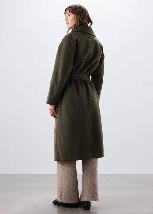 Olive Belted Longline Coat - S Image 2