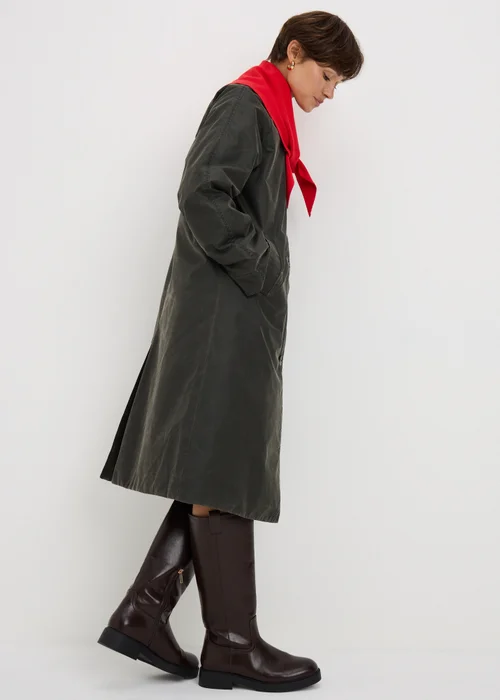Khaki Longline Wax Barn Jacket - S Image 1