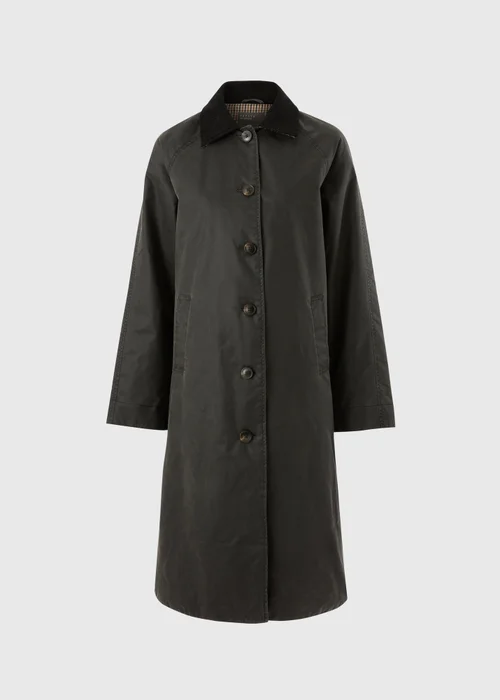 Khaki Longline Wax Barn Jacket - S Image 2