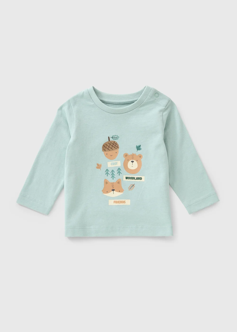 Baby Blue Long Sleeve Acorn T-Shirt (Newborn-23 Mnths) - Up to 1 Month Image 1