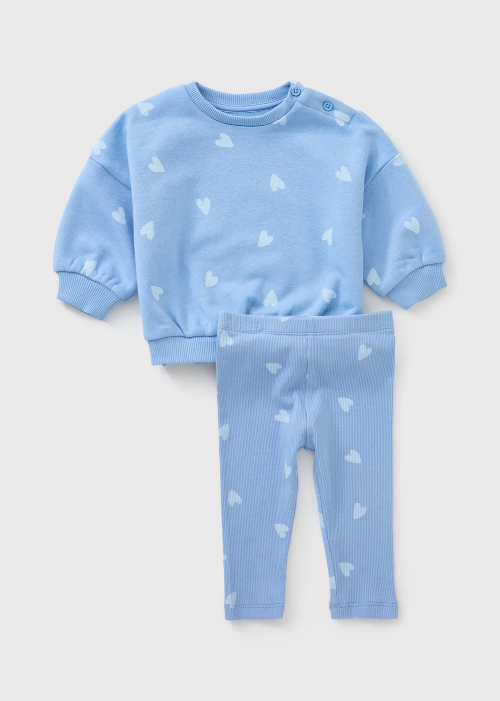 Baby Blue Heart Top & Bottoms Set (0-23mths) - Up to 1 Month Image 1
