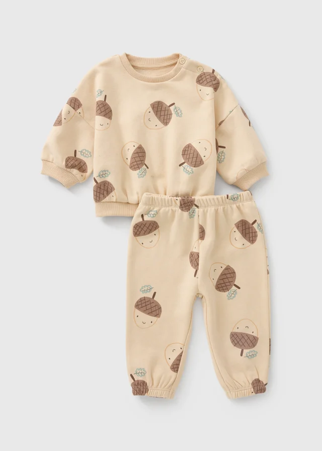 Kids Cream Acorn Top & Jogging Bottoms Set (0-23mths)