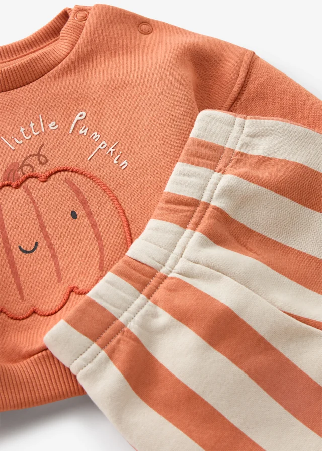 Baby Orange Pumpkin Sweatshirt & Jogger Set (0-23mths)