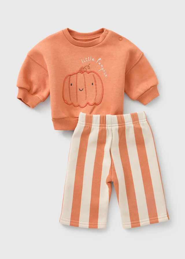 Baby Orange Pumpkin Sweatshirt & Jogger Set (0-23mths)
