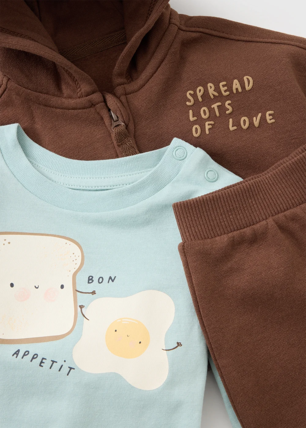 3 Piece Baby Brown Brunch Sweat Set (0-23mths) - Up to 1 Month Image 2