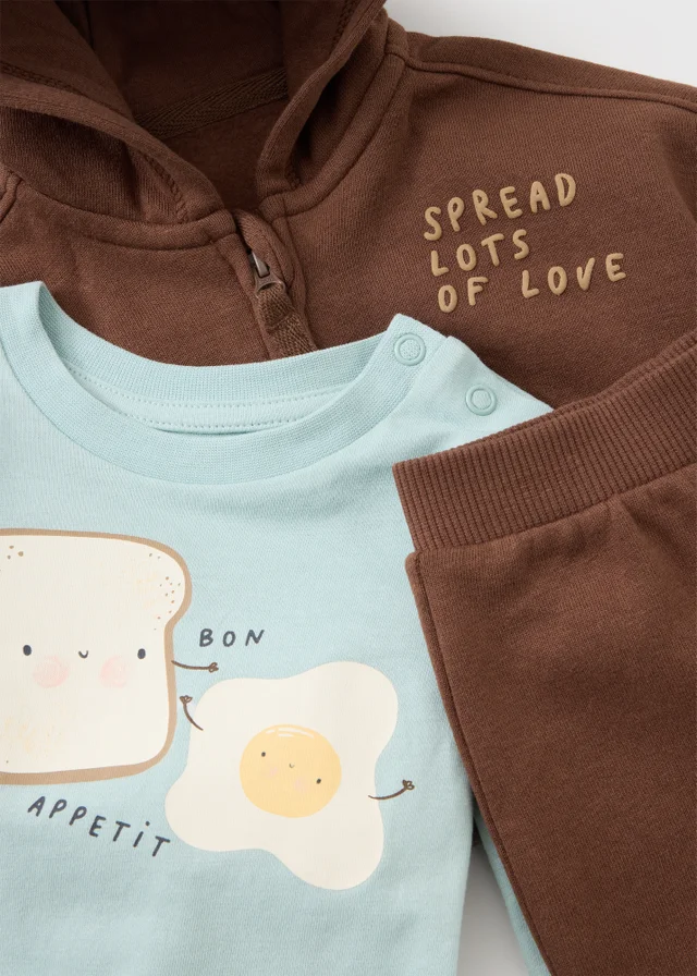 3 Piece Baby Brown Brunch Sweat Set (0-23mths)