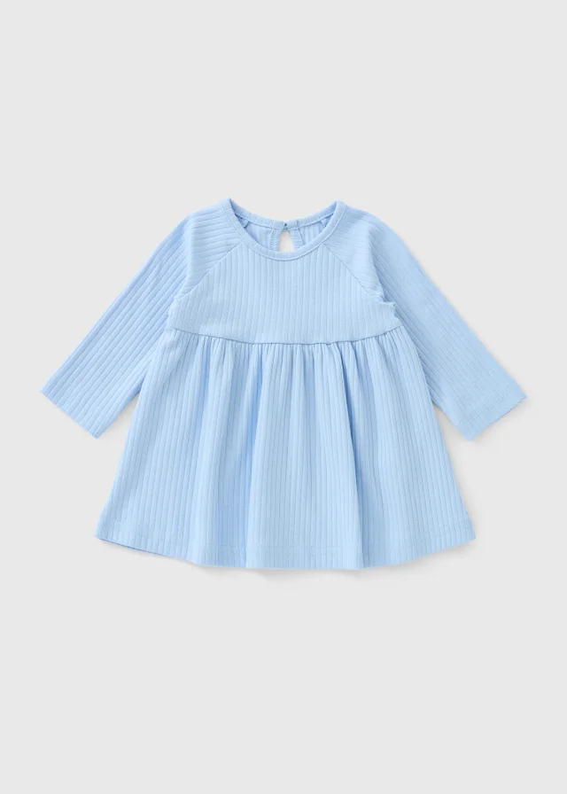 Baby Blue Ribbed Dress (0-23mths)