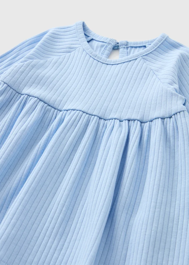 Baby Blue Ribbed Dress (0-23mths)