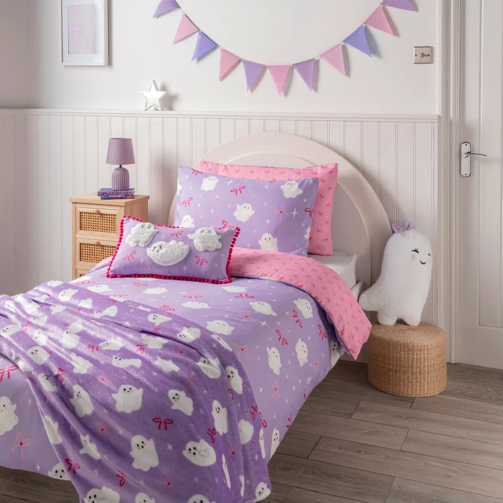 Halloween Purple Ghost Duvet Set - Single Image 1