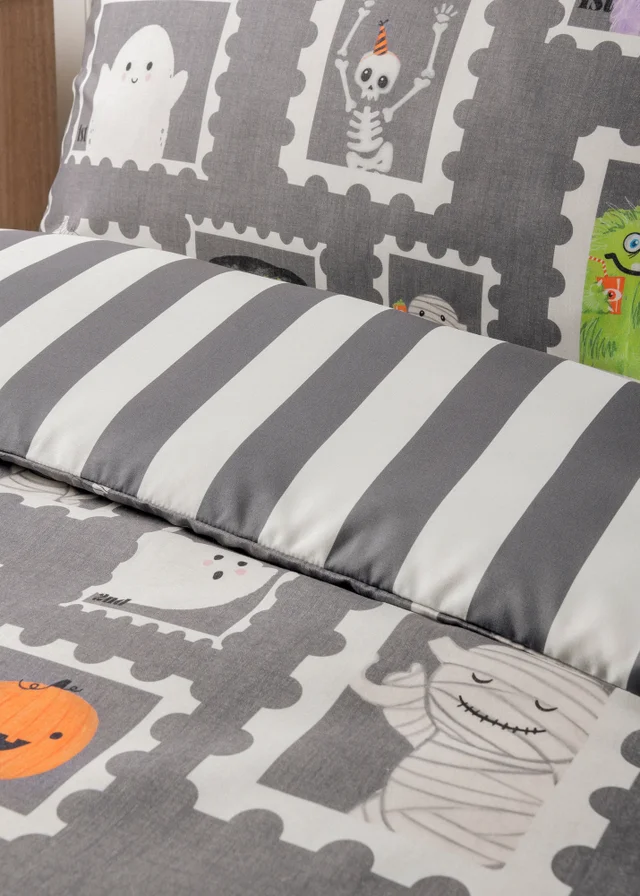 Grey Monster Print Duvet Set