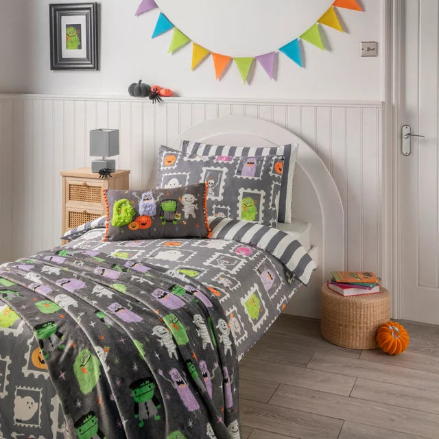 Grey Monster Print Duvet Set