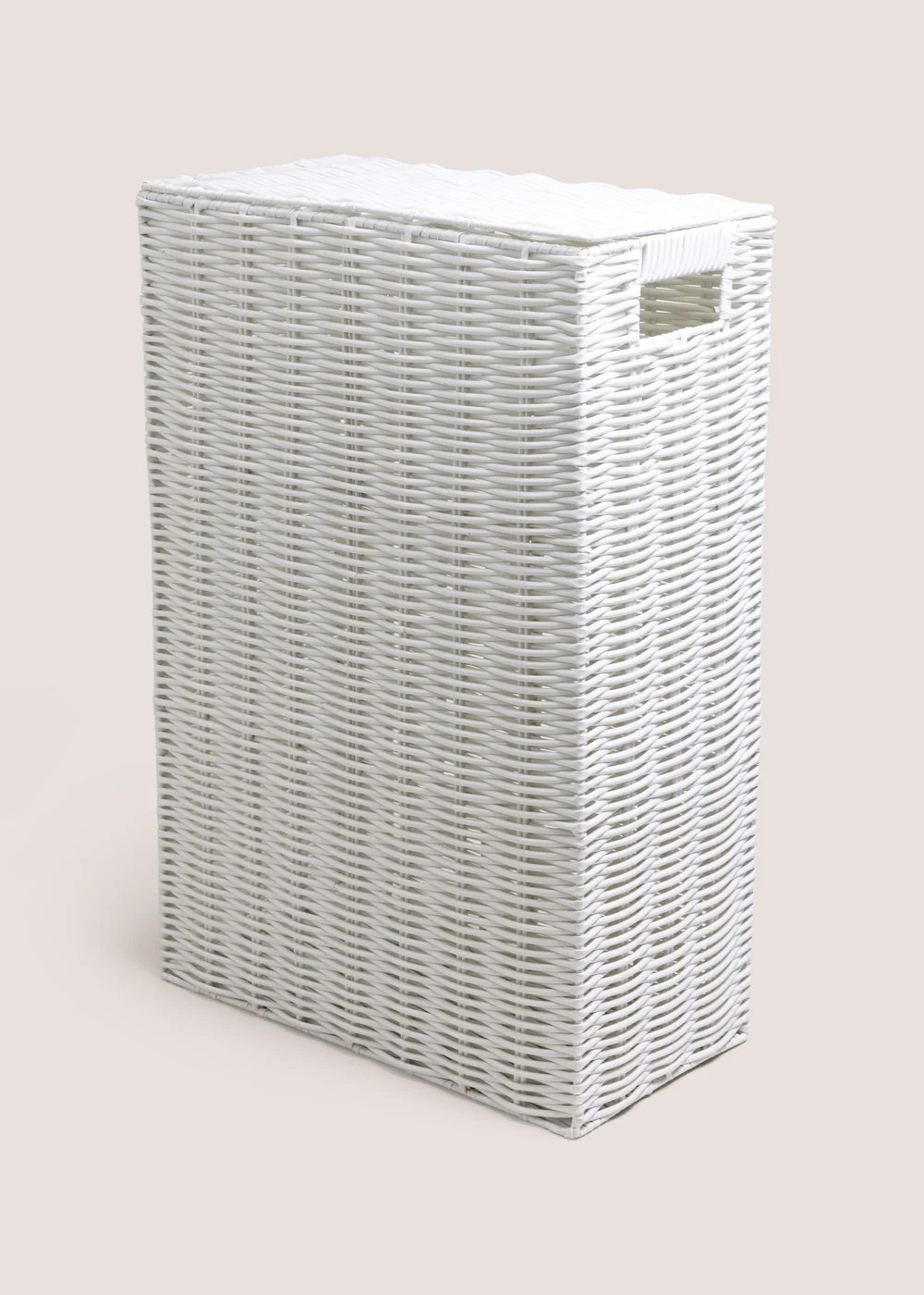 White Woven Narrow Laundry Basket Image 1