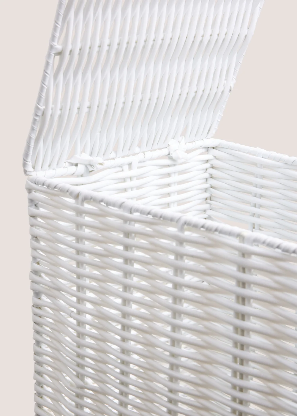 White Woven Narrow Laundry Basket Image 2