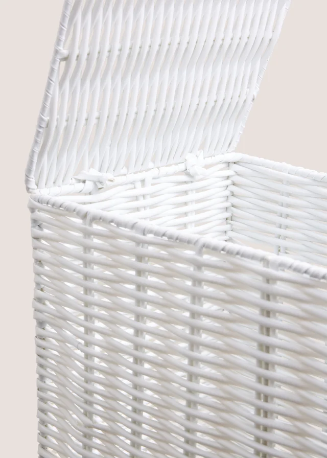 White Woven Narrow Laundry Basket