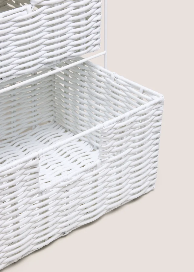 White Plastic Woven Drawers