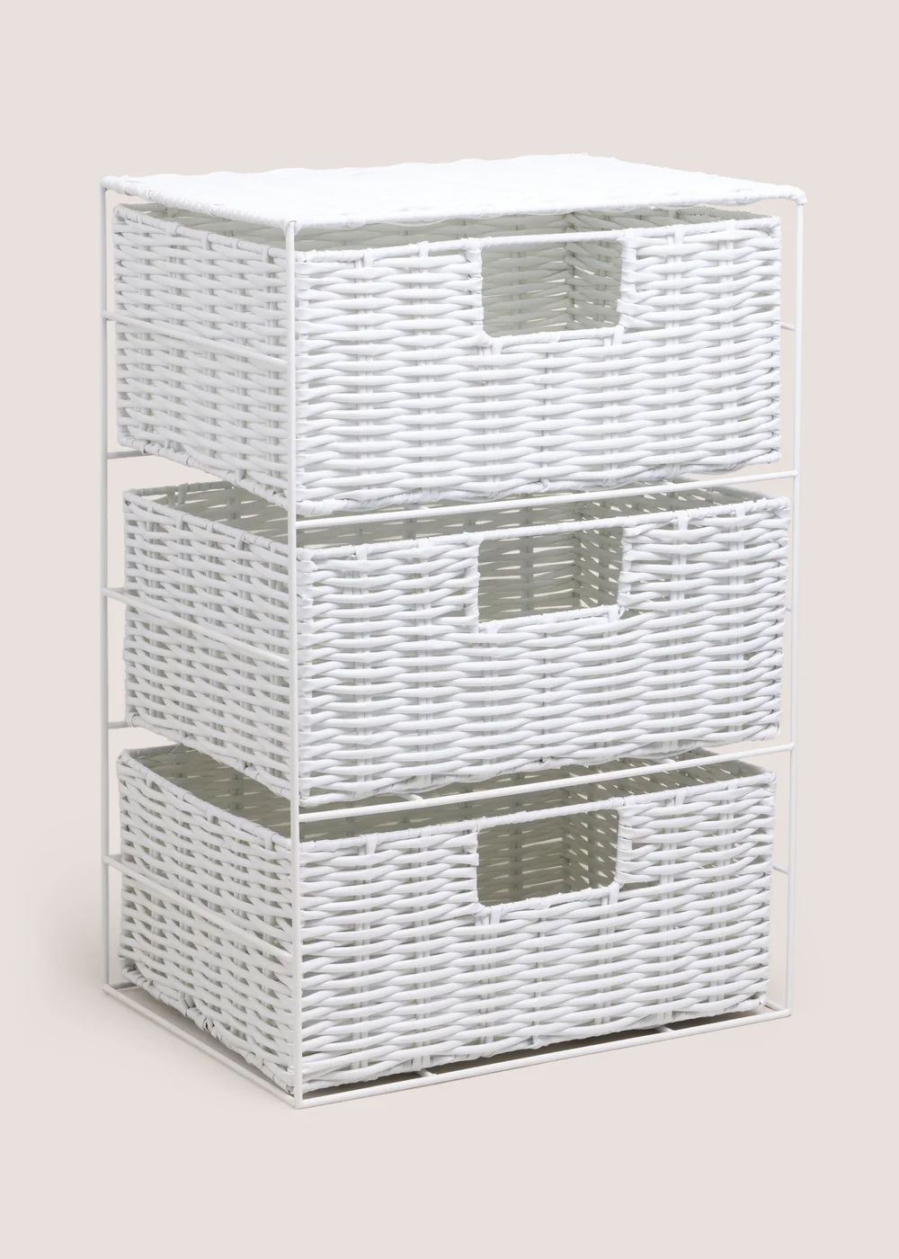 White Plastic Woven Drawers Image 1