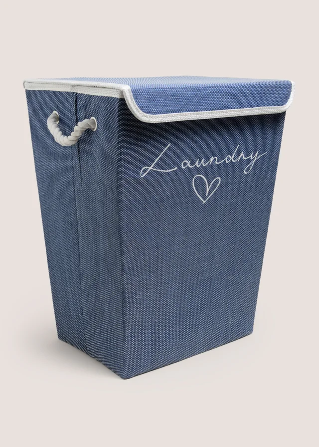 Navy Fabric Laundry Basket
