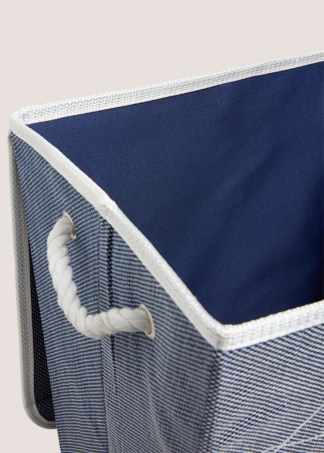 Navy Fabric Laundry Basket