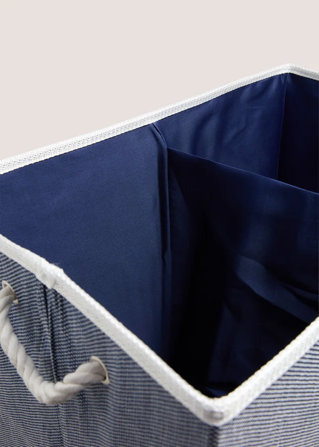 Navy Fabric Collapsible Laundry Basket