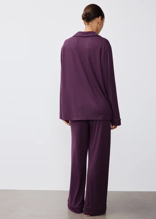 Wine Ribbed Traditional Pyjamas - 2XL Image 2