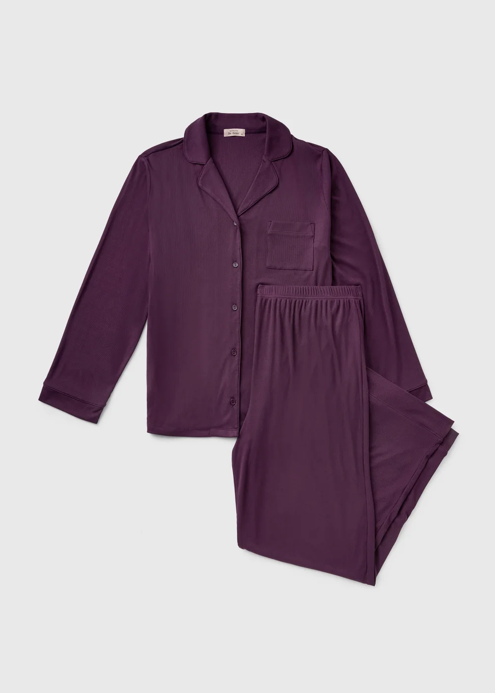 Wine Ribbed Traditional Pyjamas - 2XL Image 4