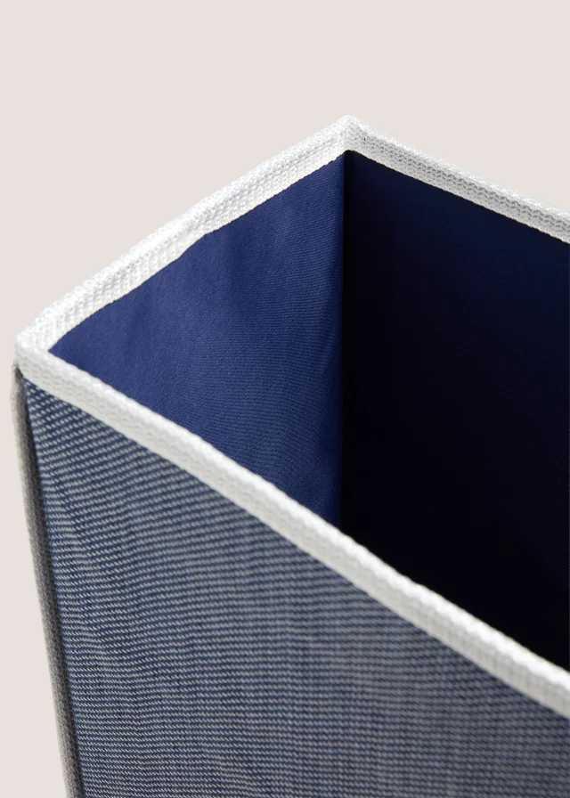 Navy Narrow Collapsible Laundry Basket