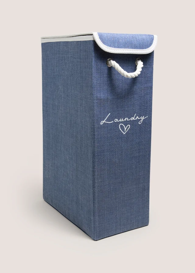 Navy Narrow Collapsible Laundry Basket
