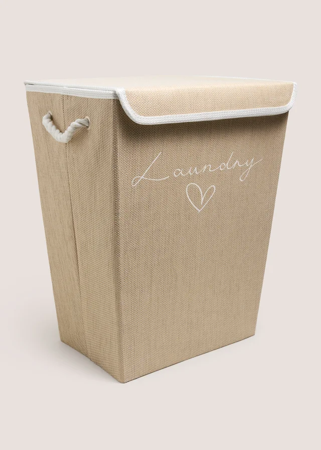 Cream Fabric Collapsible Laundry Basket