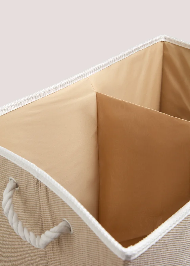 Beige Fabric Collapsible Laundry Basket