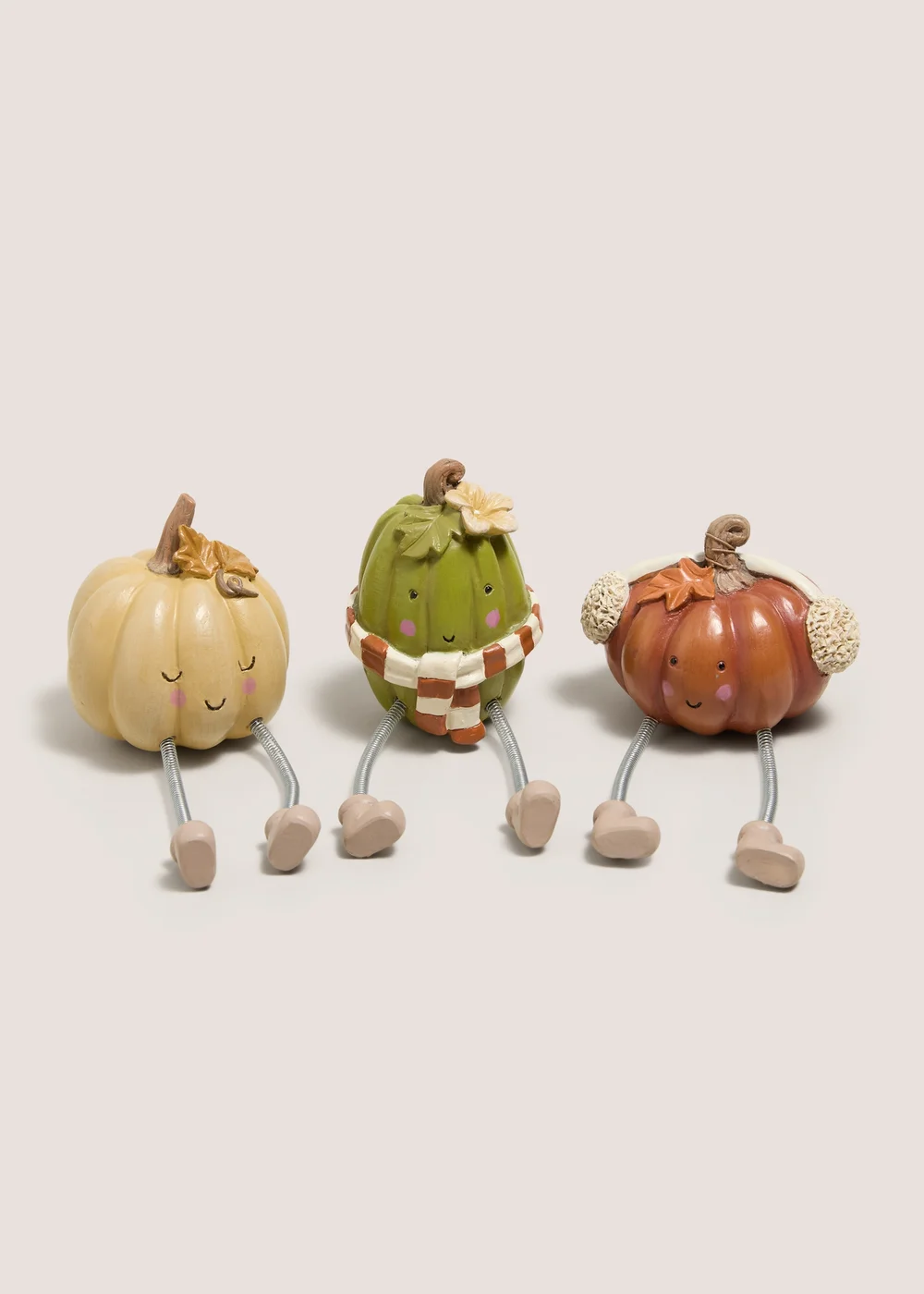 3 Pack Autumn Pumpkin Dangly Leg Ornaments Image 1