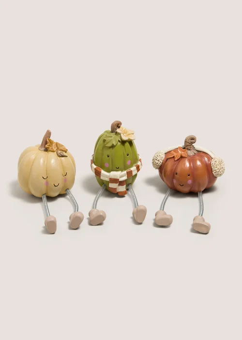 3 Pack Autumn Pumpkin Dangly Leg Ornaments Image 1