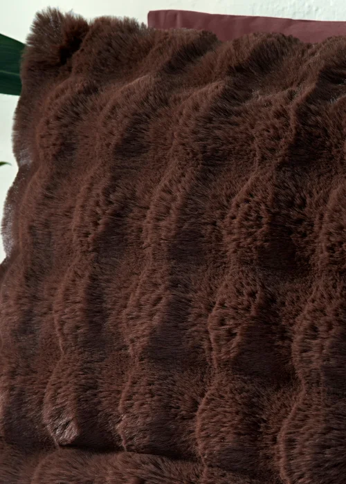 Brown Faux Fur Duvet Set - Double Image 2