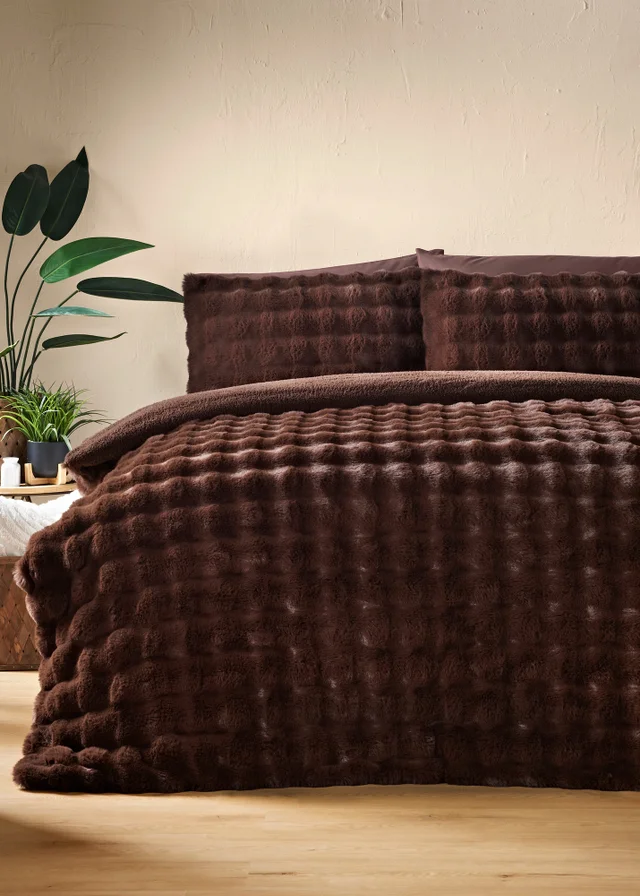 Brown Faux Fur Duvet Set