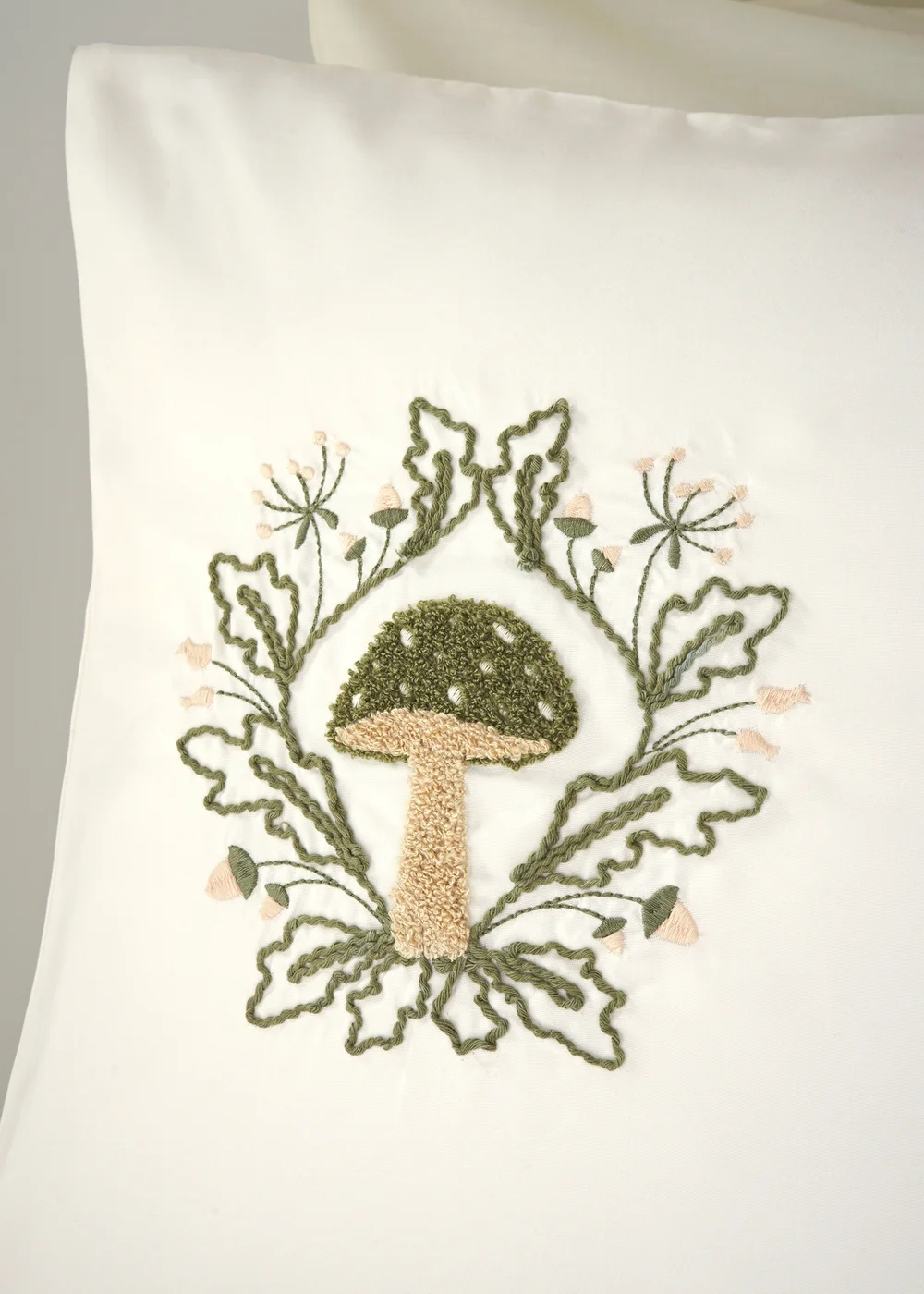 Green Mushroom Embroidered Duvet Set - Single Image 2