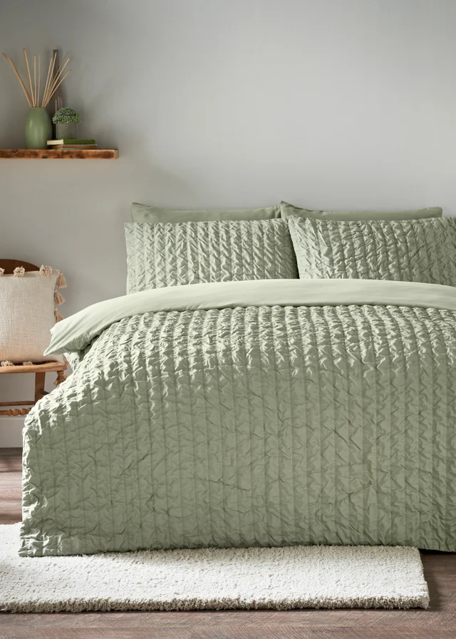 Green Seersucker Duvet Set