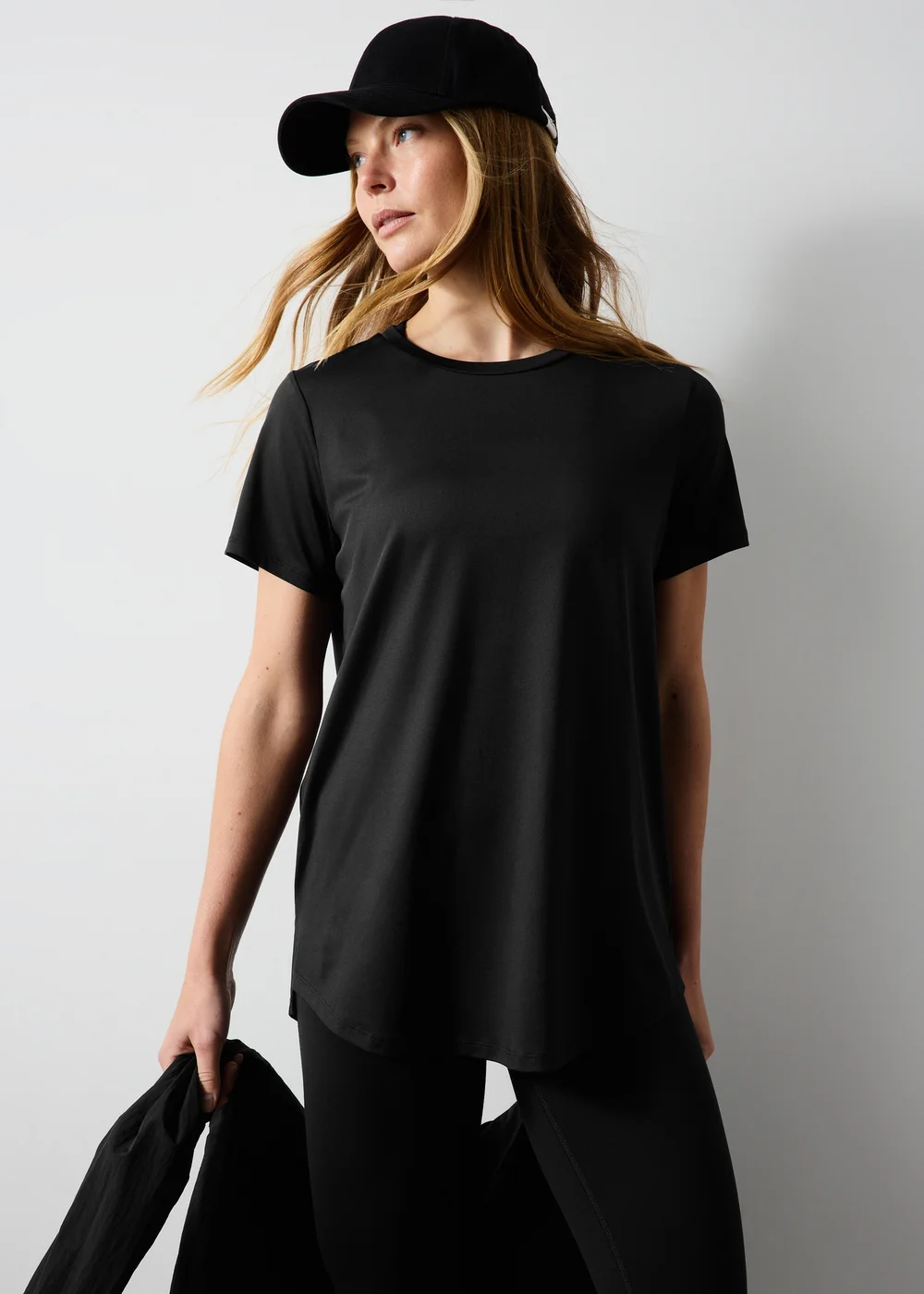Souluxe Black Longline Sports T-Shirt - S Image 1