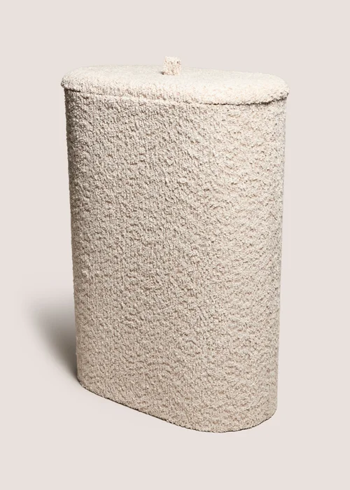 Cream Boucle Laundry Basket Image 1