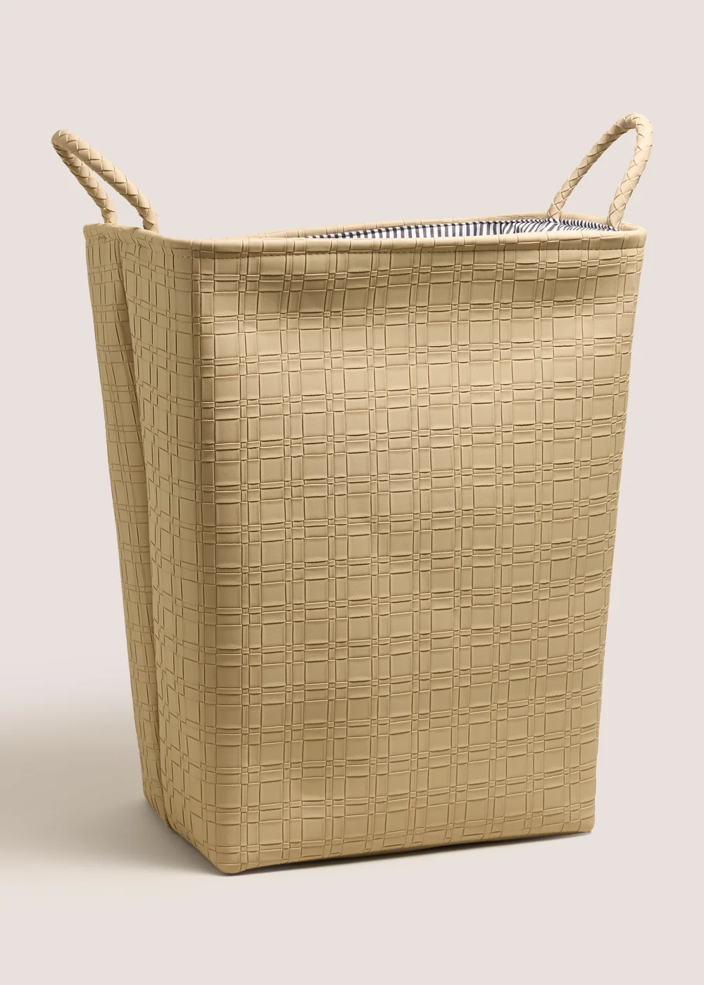 Natural Faux Leather Weave Laundry Basket Image 1