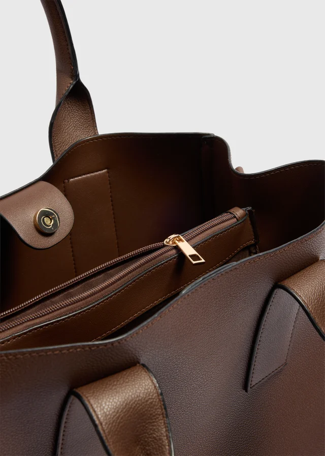 Chocolate Brown XL Triple Compartment Bag
