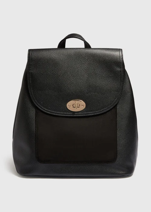 Black Faux Leather Backpack - One Size Image 1