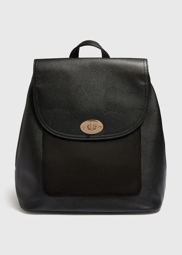 Black Faux Leather Backpack
