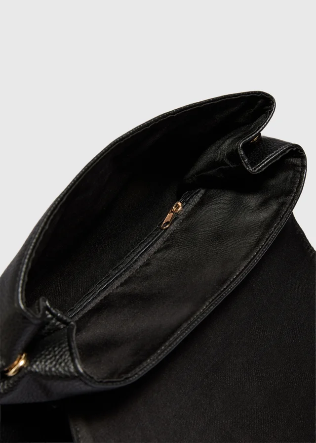 Black Faux Leather Backpack