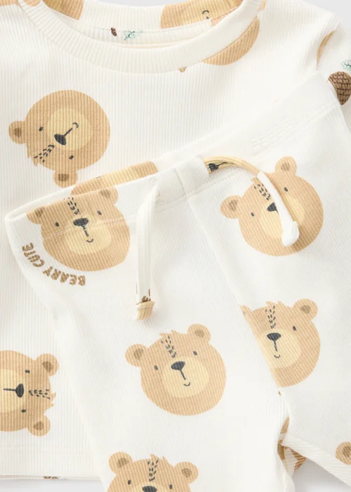 Baby Cream Bear Long Sleeve Top & Legging Set (0-23mths) - Up to 1 Month Image 2